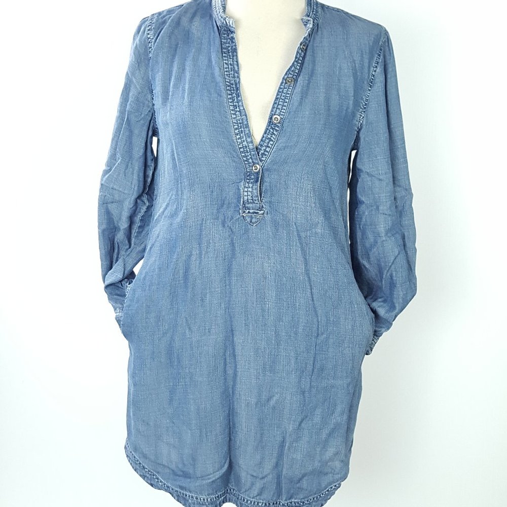 Kenneth Cole Reaction 🌸 Women sz S 🌸 Denim Jeans Dress 🌸 Long Sleeves Blue